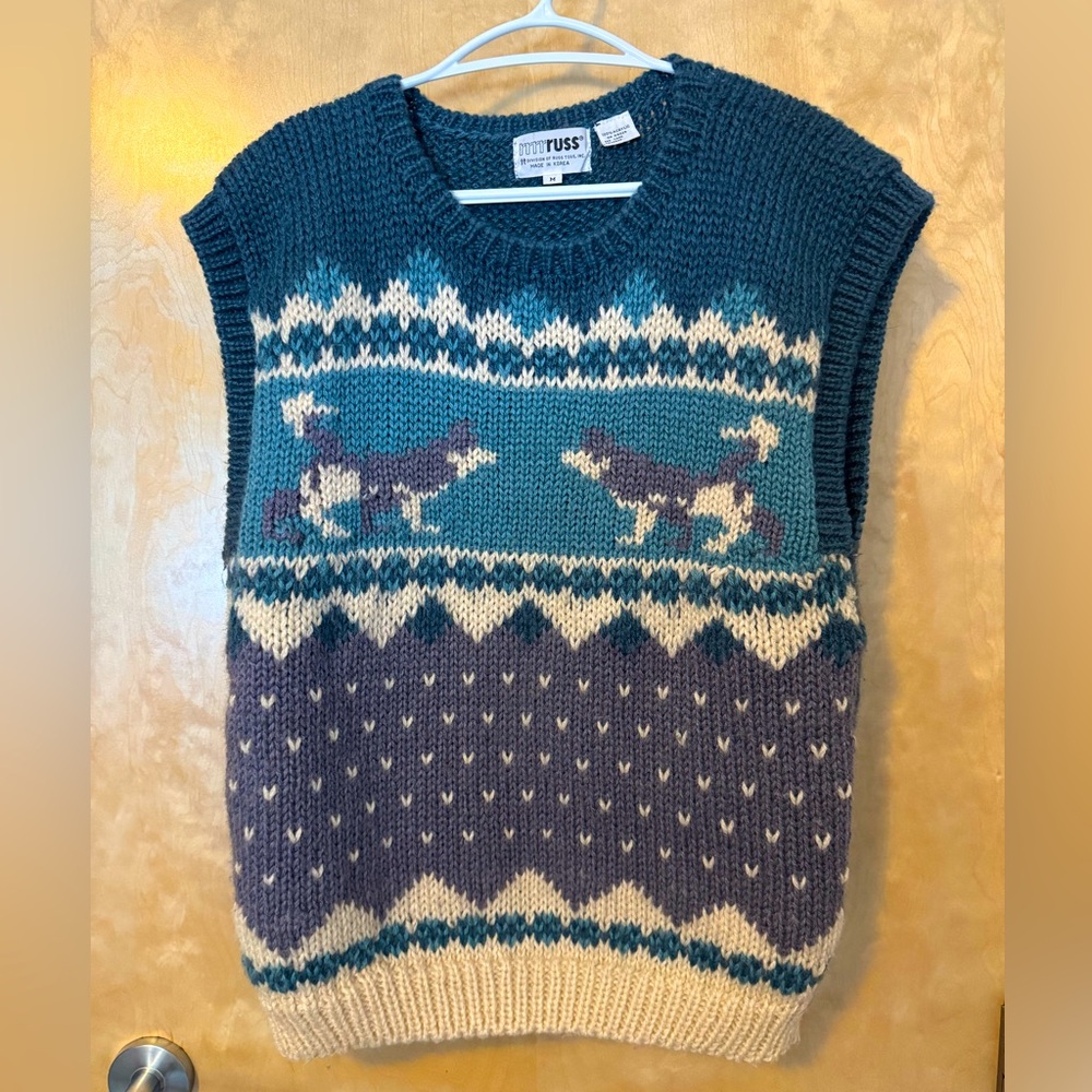 Vintage husky sweater vest - dogs!